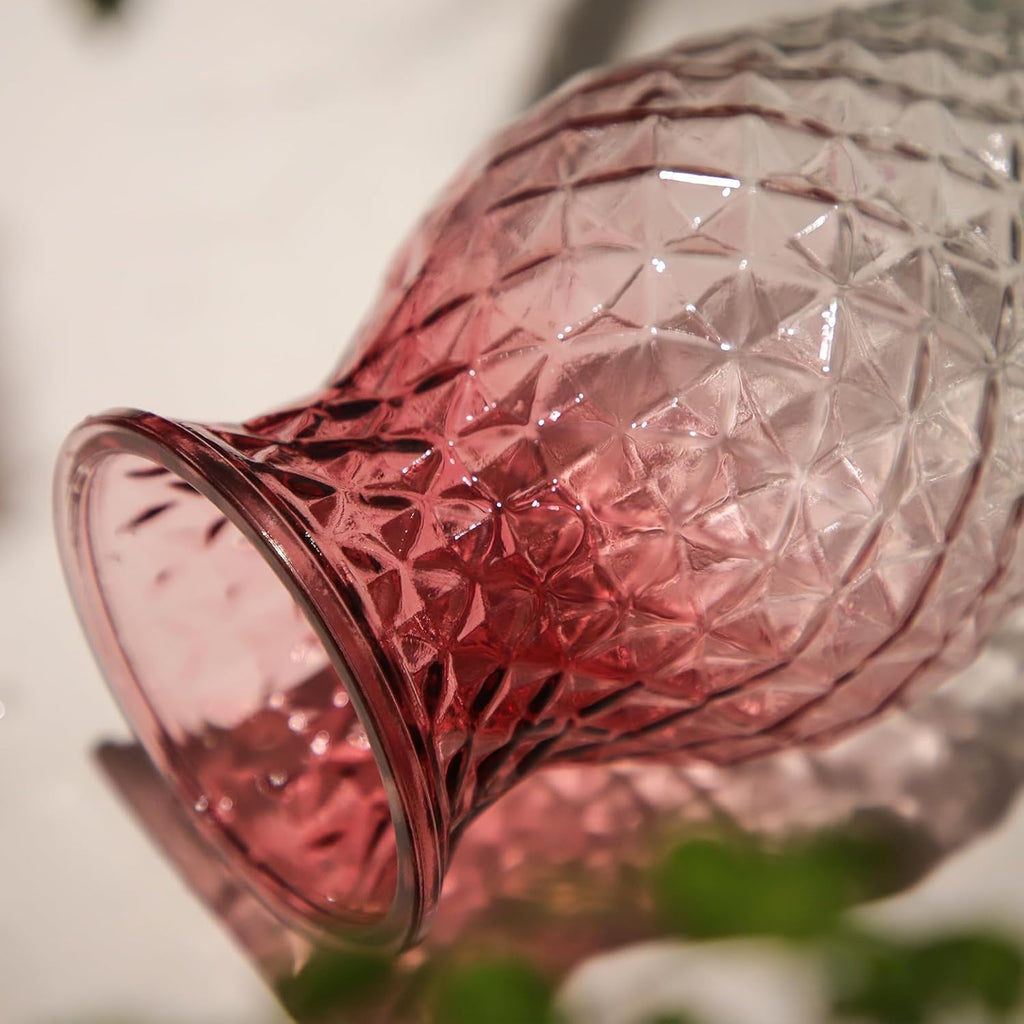 Vase for Flowers Small Glass Vases for Home Decor Table Centerpieces Living Room Bedroom Bookshelf Kitchen Modern Office Wedding Decoration Vintage Flower Vases Red White